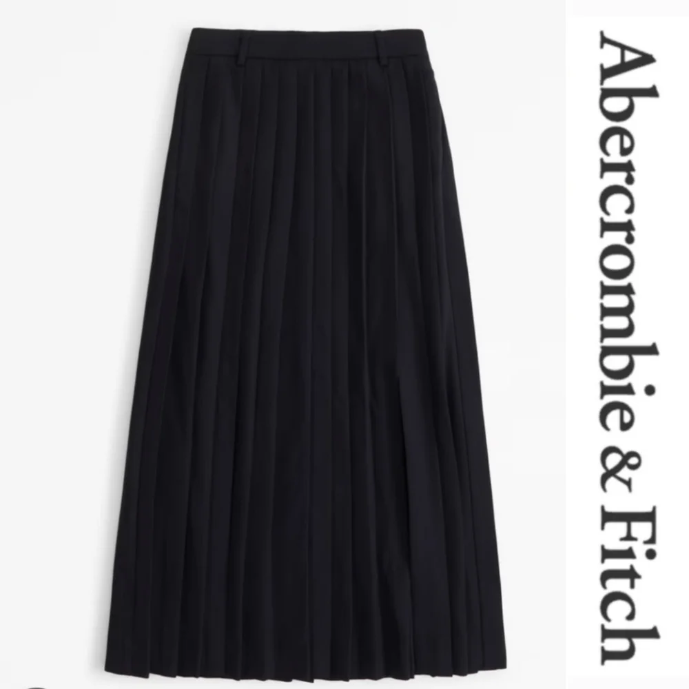 Abercrombie & Fitch Mid Rise Pleated Maxi Skirt in Black - Picture 9 of 10